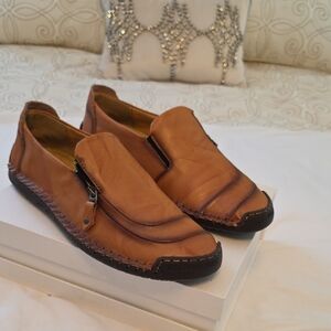 Elegant Tan Leather Slip-On Loafers for Men
